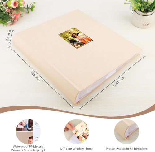 600 Pocket 4x6 Photo Album with Writing Space, Linen Cover, Beige - Image 2