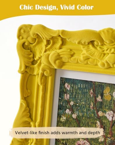 8x10 Decorative Picture Frame with Real Glass,Yellow - Image 3