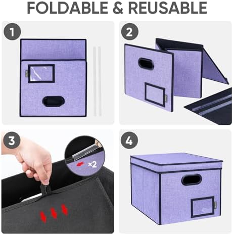 BALEINE File Organizer Box with Lid, Collapsible Hanging File Storage Box - Image 7