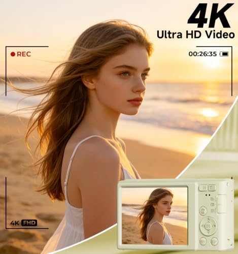 Digital Camera 4K, 44MP Autofocus Compact Digital Camera, 64GB, 2 Batteries - Image 2