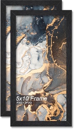 5x10 Picture Frame Set of 2 Black Engineered Wood Tabletop/Wall Hanging by Fxojyvo