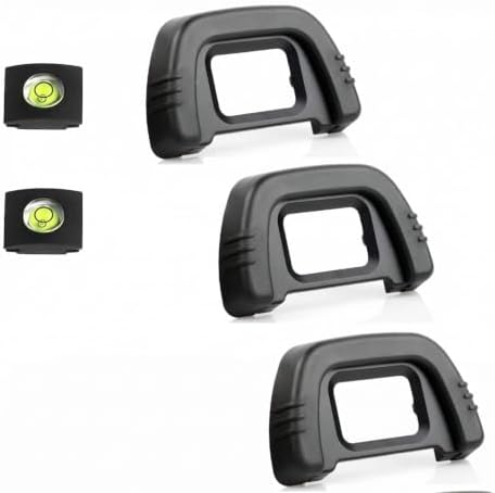 DK-21 Camera Eyecup with Hot Shoe Bubble Level for Nikon D750 D610 D600 D7000 D90 D80 - Soft Rubber Viewfinder Eyepiece to Block Glare (3 Eyecups + 2 Levels) by Unknown