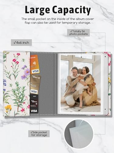 Photo Album 4x6, 56 Pockets Small Picture Book Wildflower Floral - Image 4