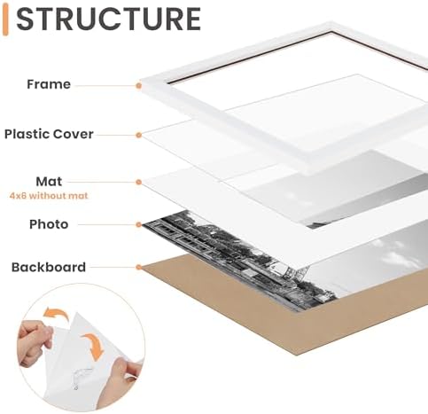 upsimples Picture Frames set of 19, Including 8x10, 5x7, 4x6 White Frame - Image 3
