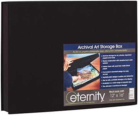 HG Art Concepts Eternity Archival Clamshell Photo Storage Box, Black - 12"x16" - For Storing Artwork, Photos & Documents Deluxe Acid-Free Sturdy & Lined With Archive-Quality Paper by HGArtConcepts