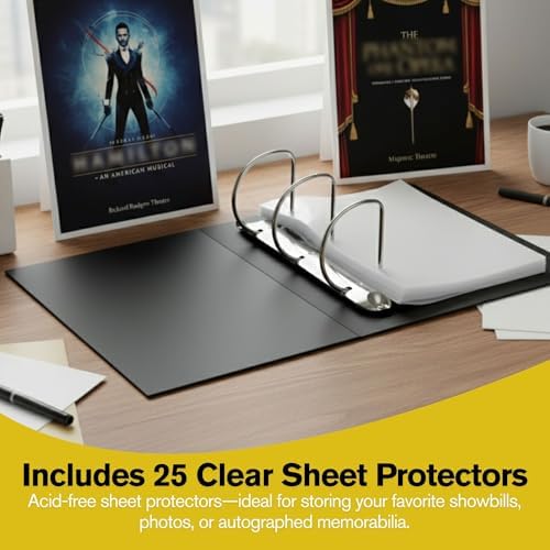 2 Pack of Show-Bill D-Ring Binder for Broadway & Theatre Showbills – Display Binder with 25 Sheet Protectors, Holds & Organizes Stage Collections, Fits 5.5” x 8.5” (Black) - Image 4