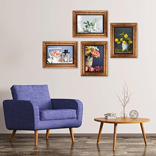 XUANLUO 5x7 Picture Frames Set of 4,Rustic Retro Photo Frame(Gold) - Image 6