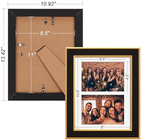 Suede 8.5x11 Picture Frame Display 2 Opening 5x7 Double Picture Frames Collage Wall or Tabletop Decor with Mat,Multi Photo Frame for Plexiglass,Wall Decor,1Pack,Black - Image 4