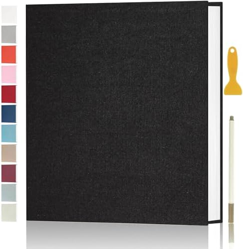 Photo Album Self Adhesive Pages Scrapbook 40 Pages, 13.2x12.8 Black by Aenbuslm