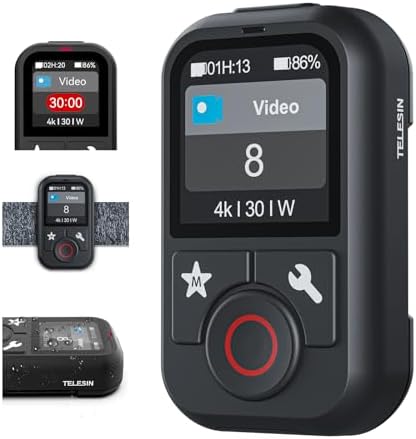 TELESIN T13 Waterproof Wireless Remote Control for GoPro | Color LCD Dispaly, Smart Controller with Wrist Strap Compatible with Go Pro 13 12 11 10 9 8 Black Max Mini Action Camera Accessories by telesin