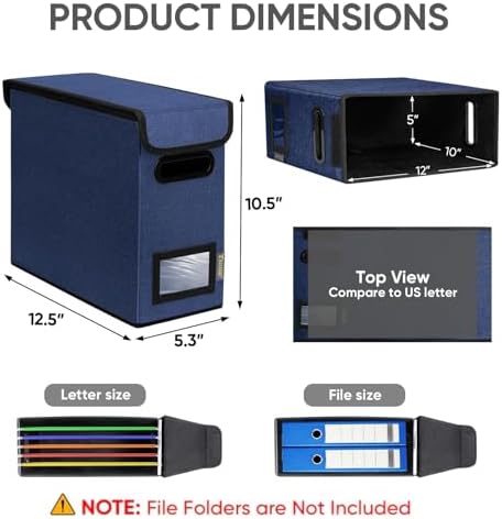 BALEINE File Organizer Box with Lid, Collapsible Hanging File Storage Box - Image 2