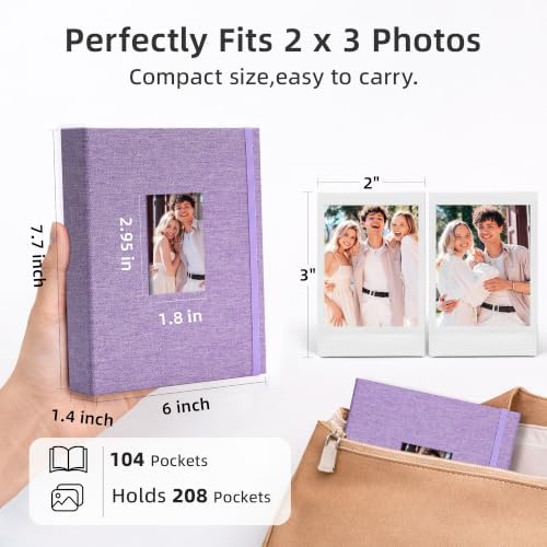 Vienrose Mini Polaroid Photo Album 208 Photos 2x3 Inch Purple 1 PACK - Image 2