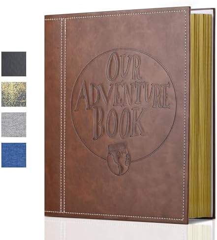 Large Adventure Book Photo Album Magnetic,13"x11.5",DIY,Handmade for Anniversary,Family Memories Accommodates 3x5 to 8x10 Photos Inspired by 'Up',Perfect for Couples,Friend,Travel Memories(Leather) by Unknown