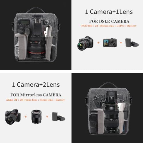 Besnfoto Mirrorless Camera Shoulder Bag Small Messenger Case Waist Bag Compatible for Canon (BlackH, Small) - Image 2
