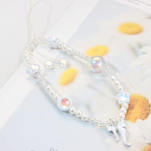 Beaded Camera Wrist Strap,Cute Phone Charm Decor,Pearl Bracelet Wrist Strap - Image 3