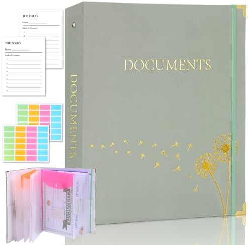 XKDOUS Important Document Organizer 3 Ring Linen Binders Folio File Folders by XKDOUS