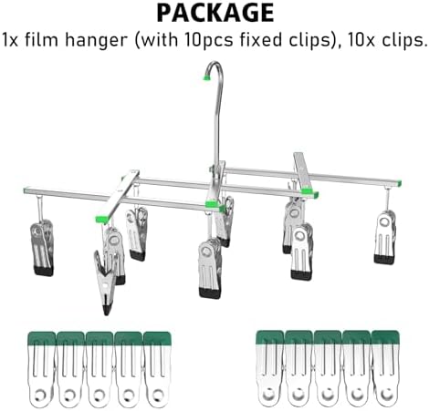 Darkroom Film Negative Drying Hanging Rack Frame Foldable Hanger Windproof 10 Clips for 35mm 120 4x5'' Film - Image 2