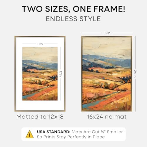 Homeforia 16x24 Bronze Picture Frame, High-End Metal, 12x18 Mat, Glass - Image 2