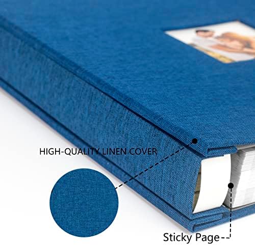Photo Album Self Adhesive Pages Scrapbook, 13.2x12.8 Blue 120 Pages - Image 3