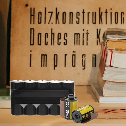 Black Plastic Film Roll Storage Box Case with Protective Cover, Large Capacity 5-roll Film Canisters Organizer for Home Supplies or Carrying in Bag - Image 4