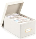 Decorative Photo Storage Box - Sturdy Linen Organizer Holds 850 4x6 Photos by ZICOTO