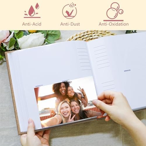 Holoary Photo Album 4x6 200 Photos, 200 Pockets 4”x6” Picture Album, Linen Fabric Cover Big Picture Book for Photos with Writing Area, 4x6 Photo Albums for Family Weddings Travel Memories(Khaki) - Image 5