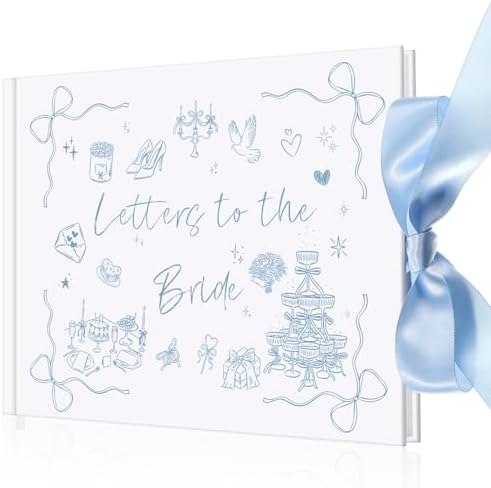 Wedding Guest Book Letters to Bride 8.5x7 Inch,Blue,Bow by Humyoun