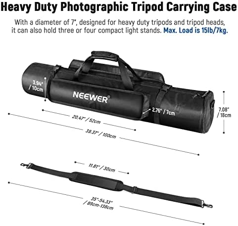Neewer Tripod Carrying Case, Heavy Duty Waterproof Nylon Bag with Handles & Shoulder Straps, Compact Case with Full Length Zippered Closure, External Pocket for Light Stand/Boom Stand/Tripod, Black, - Image 4