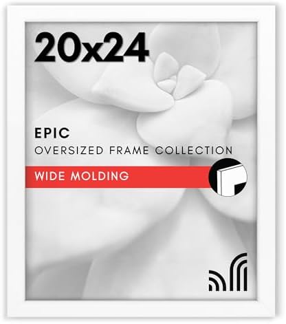 Americanflat 20x24 Poster Frame - White Engineered Wood with Polished Plexiglass - Wide Picture Frame for Vertical or Horizontal Wall Display - Epic Collection - White by Americanflat