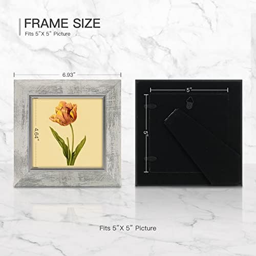 XUANLUO 5x5 Picture Frames Set of 4,Rustic Retro Photo Frame(White) - Image 2