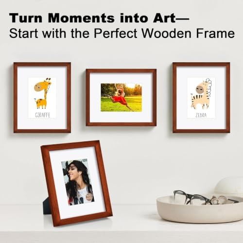 RPJC 8x10 Solid Wood Picture Frame Real Glass Cover Brown - Image 2
