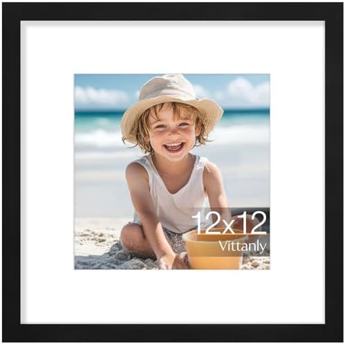 Vittanly 12x12 Picture Frame Made of Solid Wood for Wall Mounting, Black by Vittanly