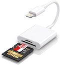 (Apple MFi Certified) Lightning to SD Card Camera Reader for iPhone iPad, Dual Card Slot Memory Card Reader Supports SD and TF Card Trail Camera Viewer Sd Card Adapter Portable Micro Sd Card Reader by Untvie