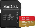 SanDisk 128GB Extreme microSDXC UHS-I Memory Card with Adapter - Up to 160MB/s, C10, U3, V30, 4K, A2, Micro SD - SDSQXA1-128G-GN6MA by Unknown