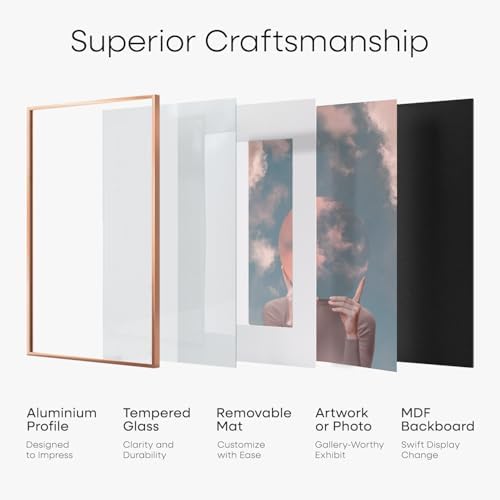 Homeforia 15x18 Rose Diploma Frame, High-End Metal, 11x14 Mat, Glass - Image 3