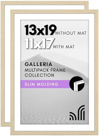 Americanflat 13x19 Poster Frame 2-Pack - Matted to 11x17 - Natural Oak by Americanflat