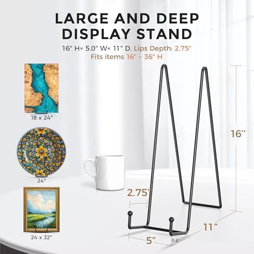 TR-LIFE 16 Inch Black Metal Plate Stand (3 Pack) - Heavy Duty Picture and Display Stand for Large Plates, Frames, Platters and Art - Image 3