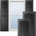 Ekena Millwork Lifetime Vinyl LL1S14X05500BL Standard Cathedral Top Center Mullion, Open Louver Vinyl Shutters, w/Installation Shutter-Lok's & Matching Screws (Per Pair), 14 1/2"W x 55"H, Black by EkenaMillwork