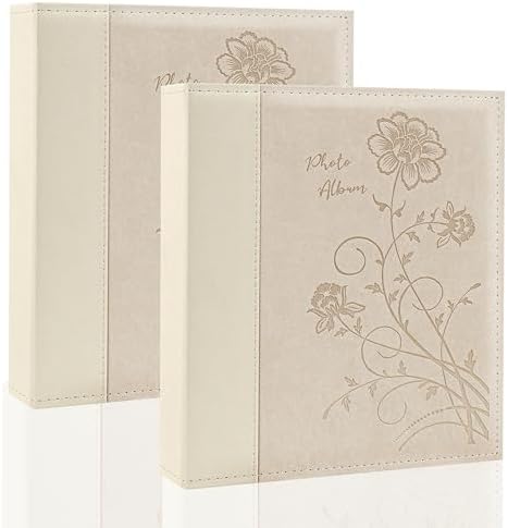 Photo Album 8x10 2 Packs Clear Pages Pockets Leathe Cover Slip Slide in Photo Album Each Holds 50 Vertical 8x10 Photos Picture Book for Wedding Family (Beige) by Miaikoe