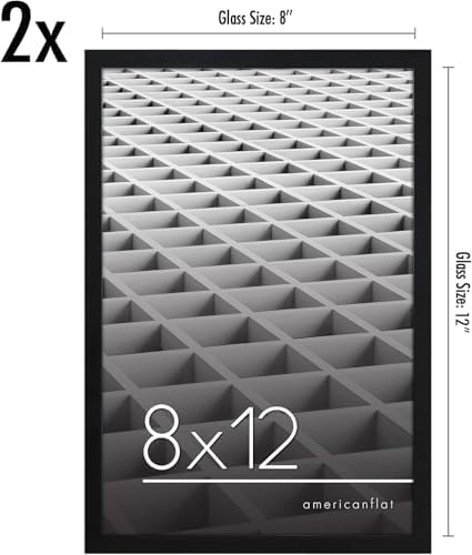 Americanflat 8x12 Picture Frame with Shatter-Resistant Glass - Set of 2 - Streamline Collection - Thin Border Photo Frame for Tabletop and Wall - Hanging Hardware and Easel Stand Included - Black - Image 2