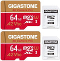 【5-Years Data Recovery】 GIGASTONE 64GB Memory Card 2 Pack 4K Pro Camera Compatible with GoPro Switch Speed 95MB/s A2 U3 V30 Micro SDXC Card with SD Adapter by Gigastone