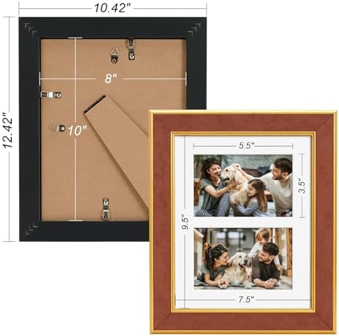 Suede 8x10 Picture Frame Display 2 Opening 4x6 Double Picture Frames Collage Wall Decor with Mat,Multi Photo Frame for Plexiglass,Wall or Tabletop Decor,1Pack,Brown - Image 4