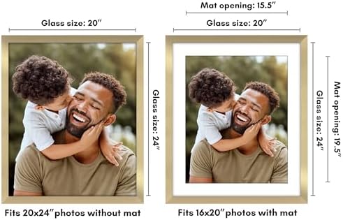 Americanflat 20x24 Poster Frame - Matted to 16x20 - Engineered Wood - Gold - Image 2