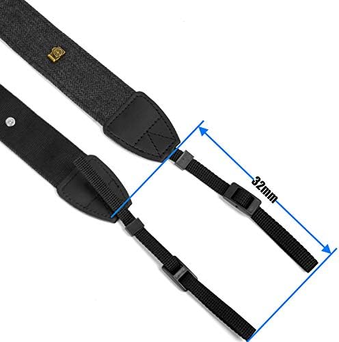 Camera Strap Canvas Black Shoulder Strap with Quick Release Buckles - Image 6