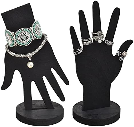 MOOCA 6-Piece Wooden Hand Jewelry Display Set, Wall Mount or Stand - Image 6