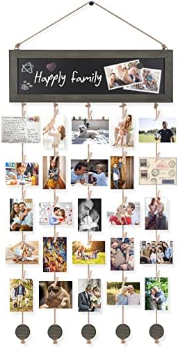 Bikoney Hanging Picture Frame Collage with Blackboard - Weathered Grey by Bikoney