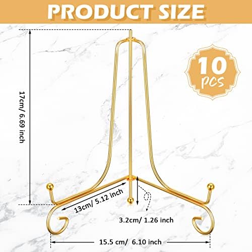 10 Pack 8 Inch Iron Plate Stands for Display, Plate Holder Display Stand, Gold Easel Stands for Photo, Picture Frame, Decorative Plate, Dish, Book and Tabletop Art (Gold, 8 Inch) - Image 2