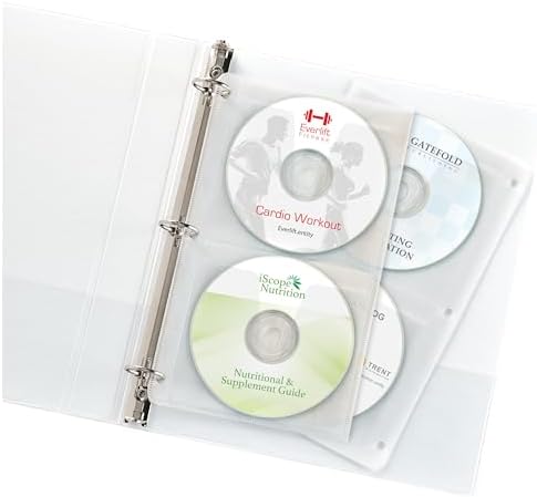 Avery Clear DVD Storage Sleeves for 3 Ring Binder, Two-Sided, Pack of 5 Holds 20 CD/DVDs Total (75263) - Image 3
