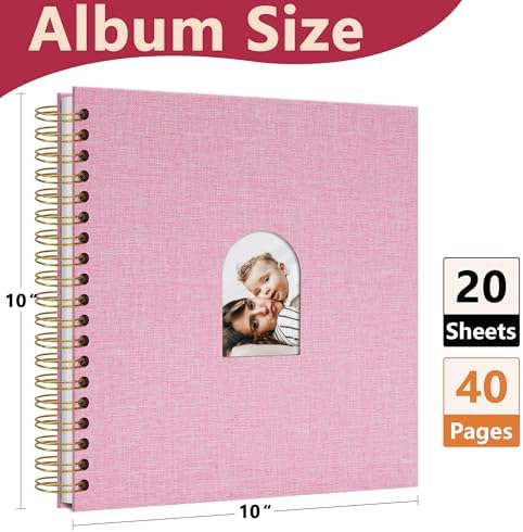 Vienrose Scrapbook Album,40 Pages,10x10 Inch,Pink - Image 4