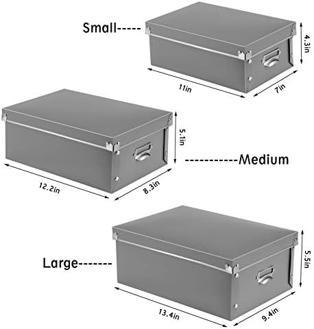SEEKIND Storage Box, Decorative Storage Bins with Lid,3 in 1 Set,Plastic,with Handles,Press-Stud Fastening,Moisture-Proof,Foldable for Space Saving Storage,for Clothes, Cosmetic,Blankets (Grey) … - Image 6